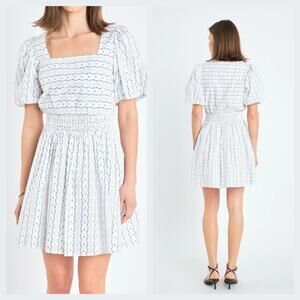 English Factory Floral Print Cotton Mini Dress Medium